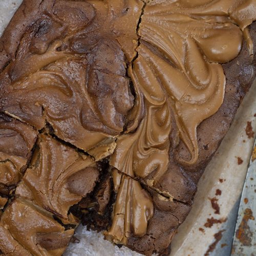 brownie marbré chocolat et pâte de noisettes