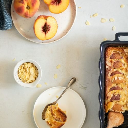 gratin de pêches aux amandes