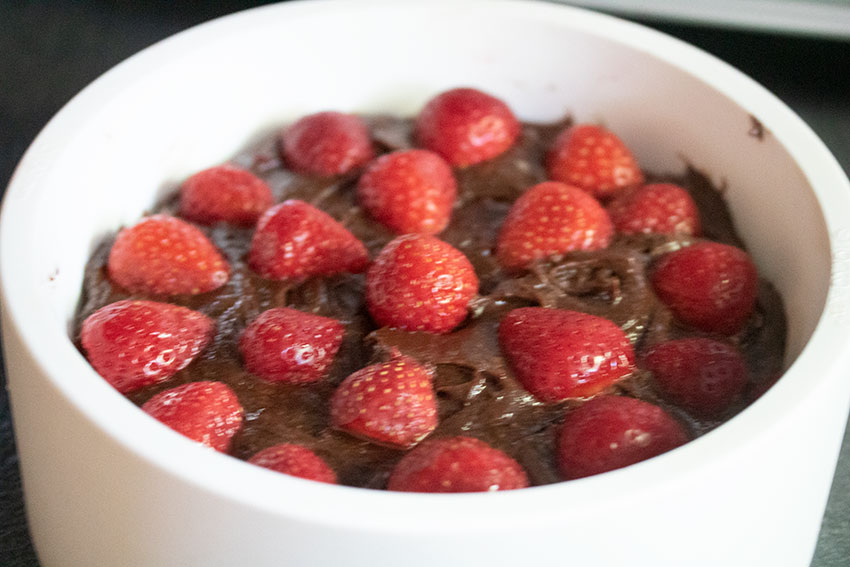 fondant fraise chocolat avant cuisson